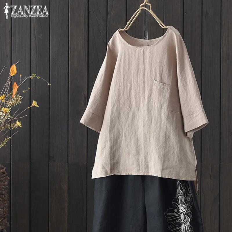 2019 Plus Size ZANZEA Summer Women Casual Solid O Neck 3/4 Sleeve Cotton Linen Party Loose Blouse Tops Blusas Female Shirts
2019 Plus Size ZANZEA Summer Women Casual Solid O Neck 3/4 Sleeve Cotton Linen Party Loose Blouse Tops Blusas Female Shirts