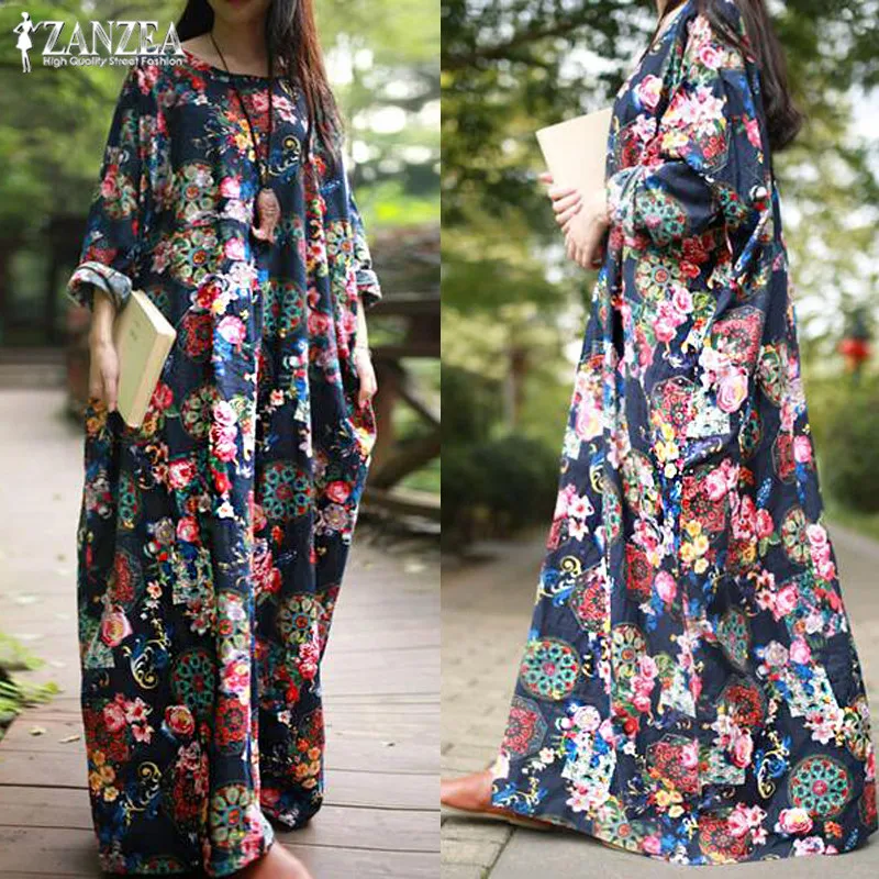 ZANZEA 2019 Vintage Floral Print Dresses Women's Maxi Dress Batwing Sleeve Linen Vestidos Kaftan Plus Size Robe Woman Sundress
ZANZEA 2019 Vintage Floral Print Dresses Women's Maxi Dress Batwing Sleeve Linen Vestidos Kaftan Plus Size Robe Woman Sundress