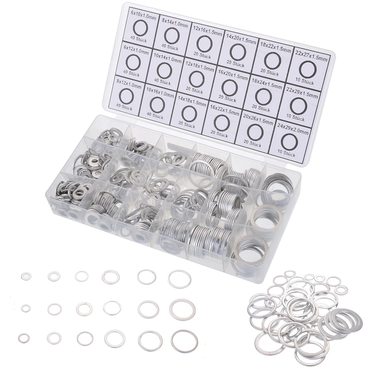 450pcs/set 18 sizes Aluminum Washers Gaskets Assortment Kit Thickening Flat Washer Aluminum Sealing Rings Set
450pcs/set 18 sizes Aluminum Washers Gaskets Assortment Kit Thickening Flat Washer Aluminum Sealing Rings Set