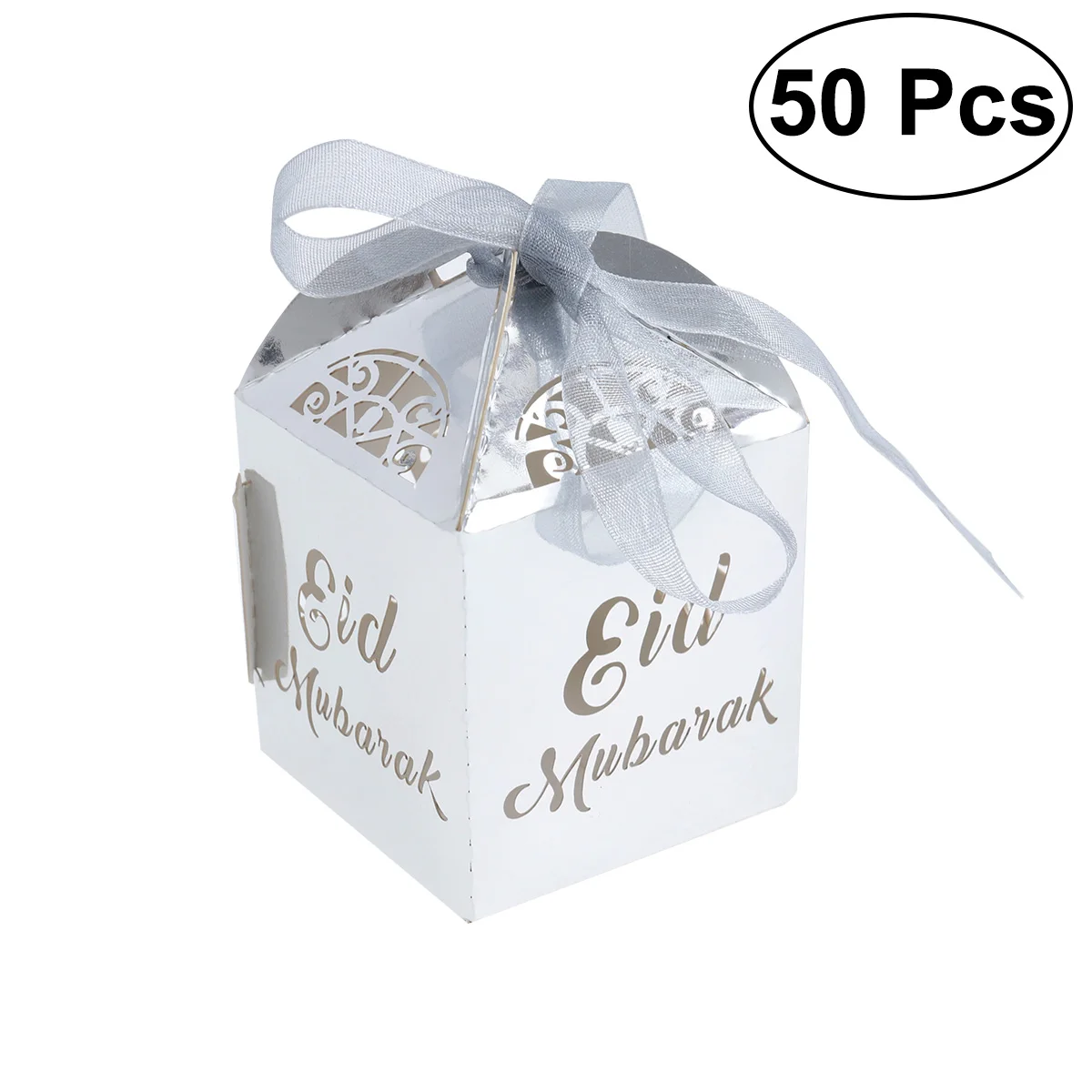 50PCS Hollow Die-Cut Favor Boxes Wedding Candy Gift - Laser White | Дом и сад