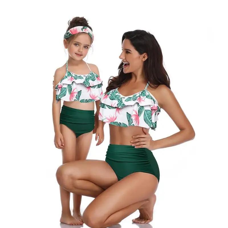 Parent-child Swimsuit Leaf Print Halter Bikini Set Mommy Daughter Swimwear Sweet Irregular Two Piece Bathing Suit Family Cloth
Parent-child Swimsuit Leaf Print Halter Bikini Set Mommy Daughter Swimwear Sweet Irregular Two Piece Bathing Suit Family Cloth