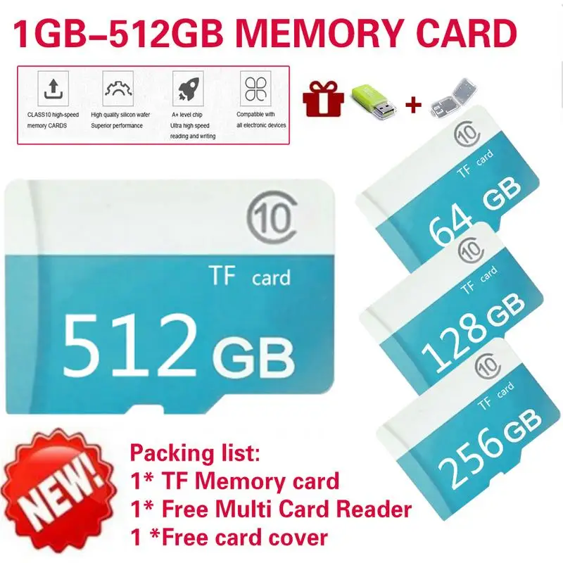 1GB-512GB High Speed Memory Card Set Micro SD TF Class 8 Flash with SD Card Reader Card Holder
1GB-512GB High Speed Memory Card Set Micro SD TF Class 8 Flash with SD Card Reader Card Holder