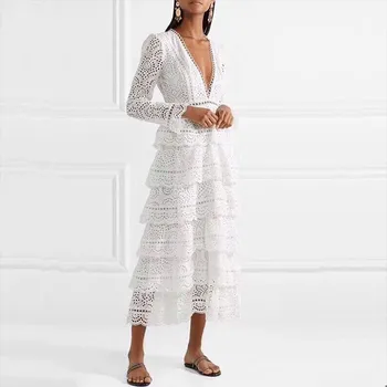 2019 Luxury Autumn Summer White Lace Long Dress Vintage Women Long Sleeve Elegant Ladies Embroidery Maxi Party Dress
2019 Luxury Autumn Summer White Lace Long Dress Vintage Women Long Sleeve Elegant Ladies Embroidery Maxi Party Dress