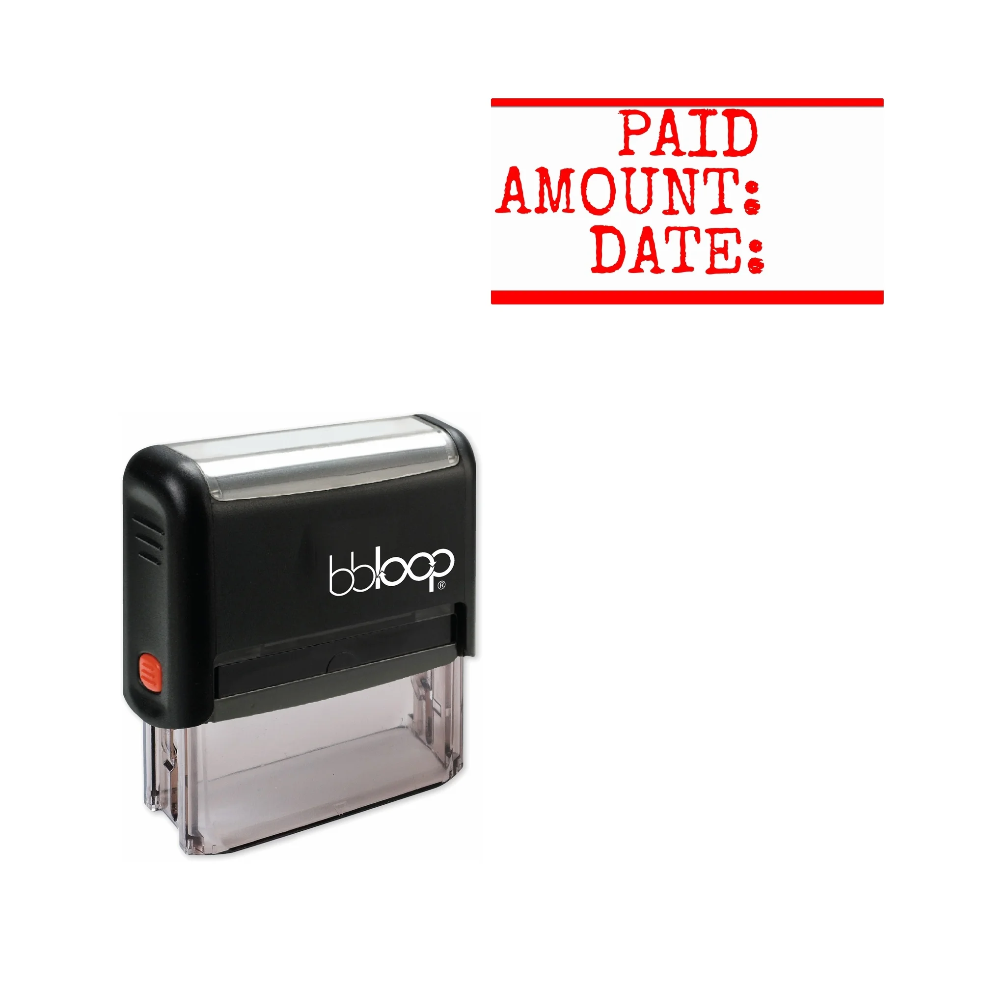 Bbloop 'PAID AMOUNT: DATE:' Self-Inking Office Stamp, Rectangular Typewriter Style
Bbloop 'PAID AMOUNT: DATE:' Self-Inking Office Stamp, Rectangular Typewriter Style
