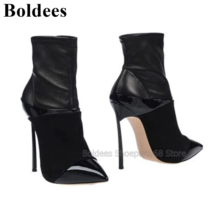 Fashion Blade Heeled Winter Ankle Boots Women Metal Thin High Heels Shoes Black Pointed Toe Short Boots
Fashion Blade Heeled Winter Ankle Boots Women Metal Thin High Heels Shoes Black Pointed Toe Short Boots