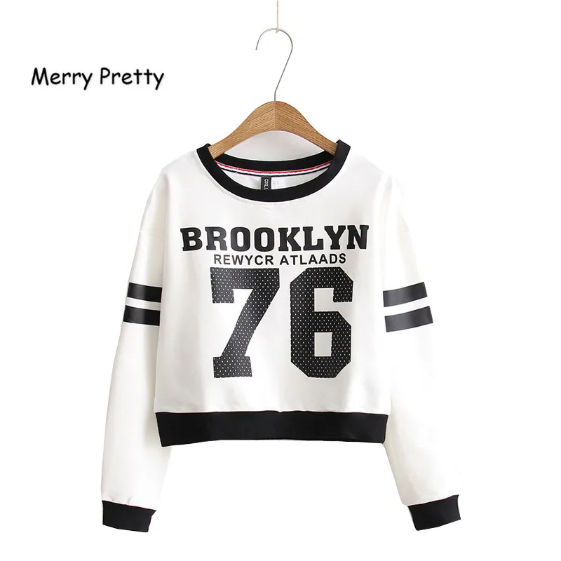 Merry Pretty White Hoodies Women Crop Cotton Pullovers Brooklyn 76 printed Sweatshirt Autumn Patchwork O-Neck Short Sweatshirts
Merry Pretty White Hoodies Women Crop Cotton Pullovers Brooklyn 76 printed Sweatshirt Autumn Patchwork O-Neck Short Sweatshirts
