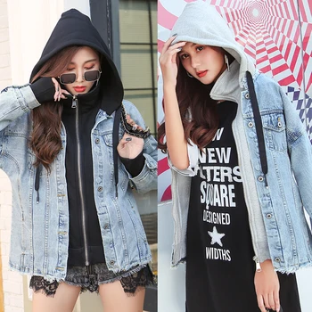 2019 winter thickening bf cowboy hooded jacket female students joining together two winter fleece lambs wool jeans coat
2019 winter thickening bf cowboy hooded jacket female students joining together two winter fleece lambs wool jeans coat