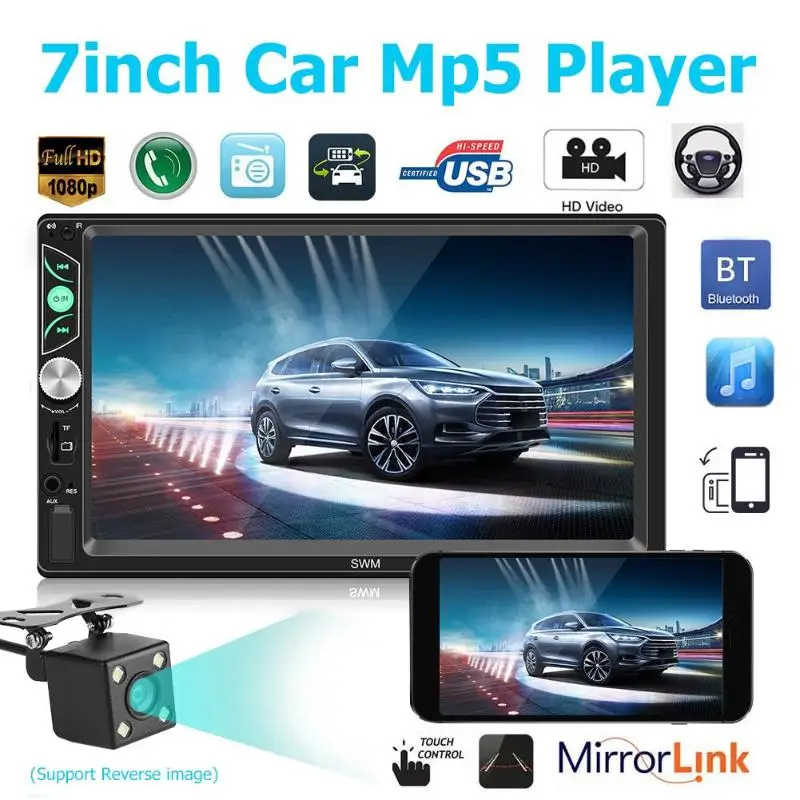 SWM X7 2 Din WindowsCE Car MP5 Player 7" Touch Screen FM Radio AUX Bluetooth Multimedia Stereo Video Player Remote Control
SWM X7 2 Din WindowsCE Car MP5 Player 7" Touch Screen FM Radio AUX Bluetooth Multimedia Stereo Video Player Remote Control