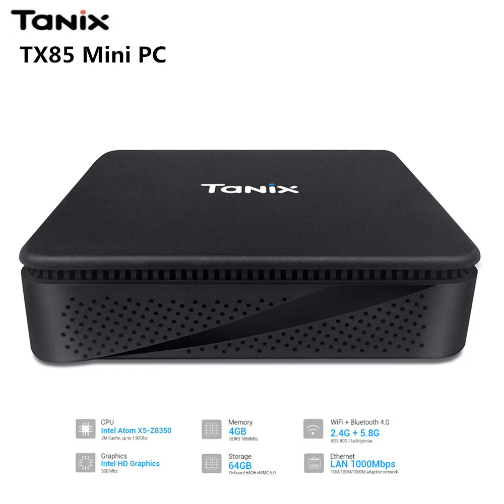 TANIX TX85 Mini PC Smart TV Box Intel Atom X5 Z8350 Windows 10 4GB 64GB 2.4GHz 5.8GHz WiFi Set Top Box 1000Mbps BT 4.0 64Bit
TANIX TX85 Mini PC Smart TV Box Intel Atom X5 Z8350 Windows 10 4GB 64GB 2.4GHz 5.8GHz WiFi Set Top Box 1000Mbps BT 4.0 64Bit