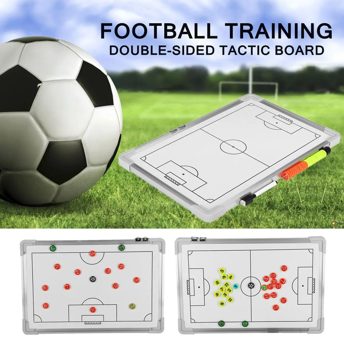 Magnetic Football Tactical Board Training Guidance Hanging Plate Double-Sided Coaching Board Rubber Corners 455x305x18mm
Magnetic Football Tactical Board Training Guidance Hanging Plate Double-Sided Coaching Board Rubber Corners 455x305x18mm
