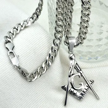 Silver tone Freemasonry Masonic Mason Stainless steel Pendant Free chain necklace
Silver tone Freemasonry Masonic Mason Stainless steel Pendant Free chain necklace
