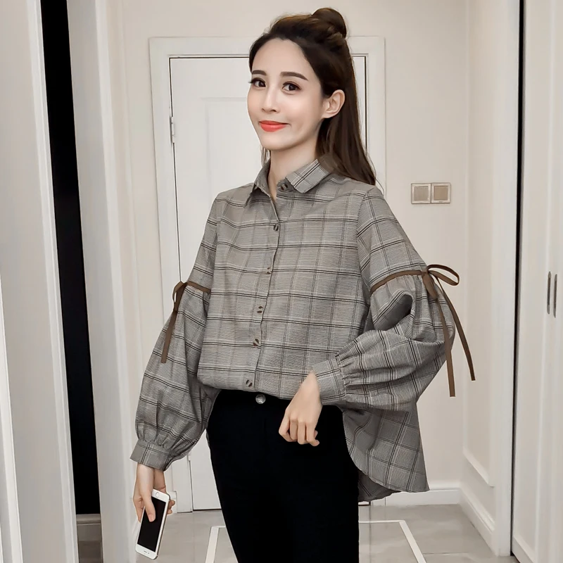 2019 New Spring Vintage Women Shirts Lantern Full Sleeve Plaid Loose Blouse Shirt Khaki Gray 1832
2019 New Spring Vintage Women Shirts Lantern Full Sleeve Plaid Loose Blouse Shirt Khaki Gray 1832