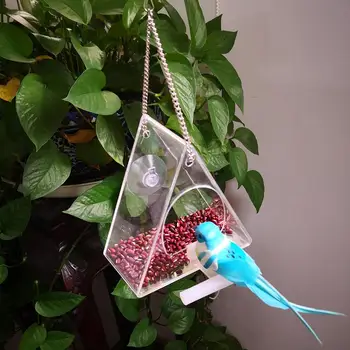 Transparent Acrylic Bird Feeder House Triangular Round Adsorption Hanging Type Waterproof Bird Feeding Device Feeders Dispenser
Transparent Acrylic Bird Feeder House Triangular Round Adsorption Hanging Type Waterproof Bird Feeding Device Feeders Dispenser