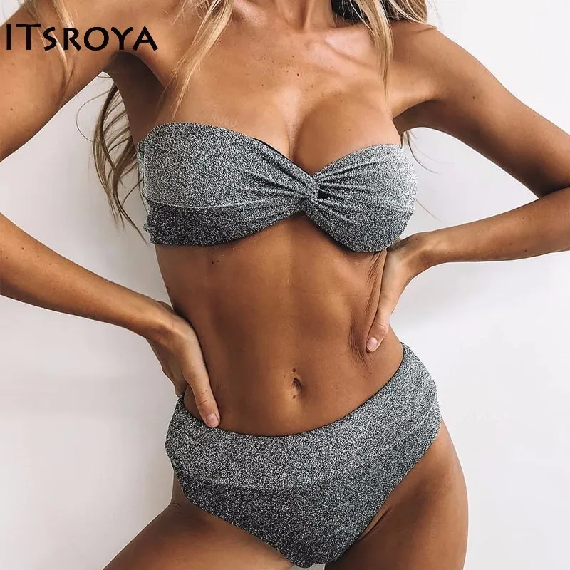 Sexy High Waist Bikini Women Swimwear Shining Swimsuit Bathing Suit Bikini Set Strapless Biquinis Beach Wear Female
Sexy High Waist Bikini Women Swimwear Shining Swimsuit Bathing Suit Bikini Set Strapless Biquinis Beach Wear Female