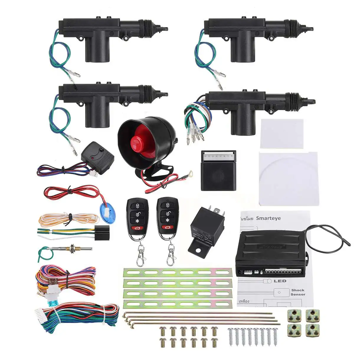 One set Remote Car Alarm Keyless Entry Security + 4 Door Power Lock Actuator Motor Kit
One set Remote Car Alarm Keyless Entry Security + 4 Door Power Lock Actuator Motor Kit