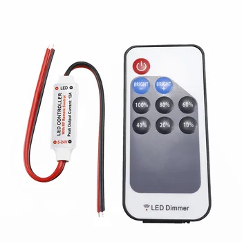 

CLAITE DC5-24V LED RF Controller Dimmer 9 Keys Wireless Remote Control for 3528 5050 2835 Single Color Strip Light