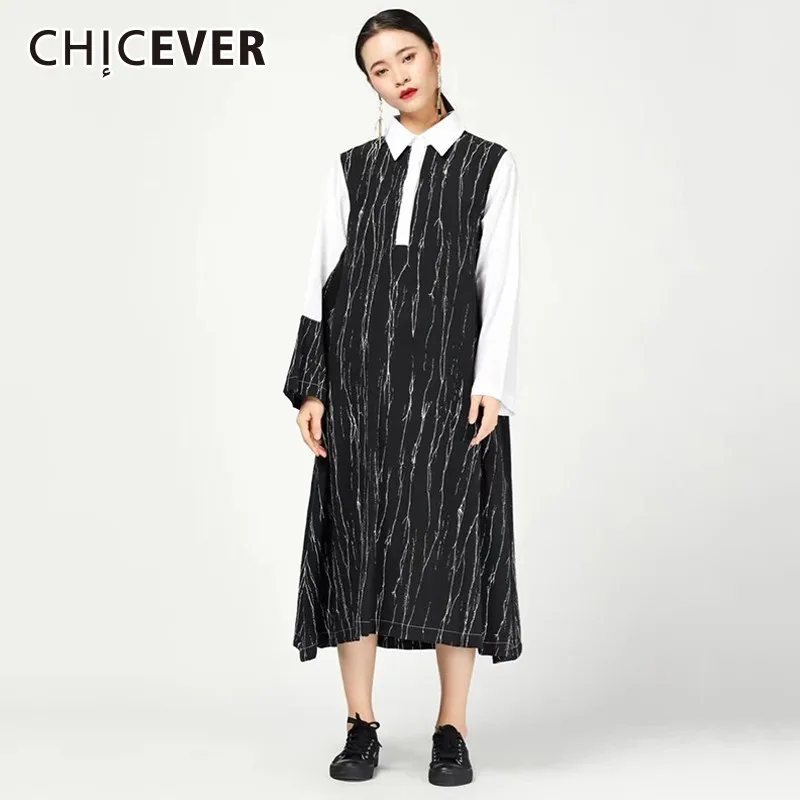 CHICEVER Patchwork Striped Dresses For Women Lapel Long Sleeve Hit Colors Loose Oversize Midi Dress Female 2019 Casual Clothes
CHICEVER Patchwork Striped Dresses For Women Lapel Long Sleeve Hit Colors Loose Oversize Midi Dress Female 2019 Casual Clothes