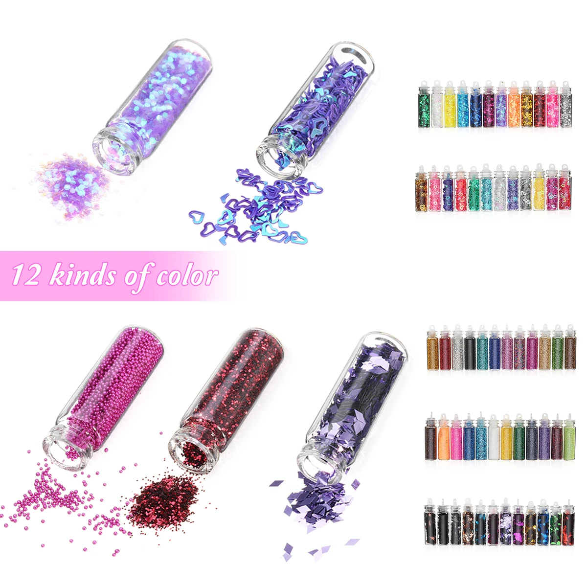 12pcs Glitter Powder Heart/Star Nail Art Sequins Tip Rhinestone Manicure Decorations Accessories Nail Sticker Set 50g
12pcs Glitter Powder Heart/Star Nail Art Sequins Tip Rhinestone Manicure Decorations Accessories Nail Sticker Set 50g