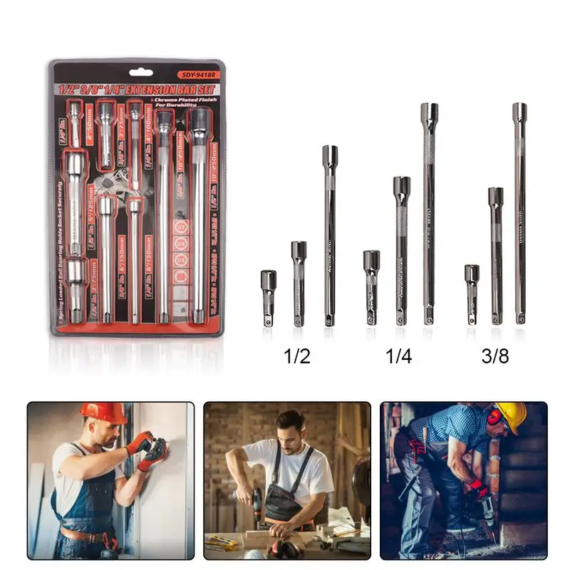 9PCS Sleeve Extension Rod Set Mirror Polishing Multi-Function Set 1/2" 3/8" 1/4" Hex Handle Square Head Sleeve
9PCS Sleeve Extension Rod Set Mirror Polishing Multi-Function Set 1/2" 3/8" 1/4" Hex Handle Square Head Sleeve