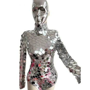 Reflective Mirror Bodysuit Silver Sequins Jumpsuit Nightclub Female DJ Singer Stage Outfit Jazz Dance Costume Machine Dance Wear
Reflective Mirror Bodysuit Silver Sequins Jumpsuit Nightclub Female DJ Singer Stage Outfit Jazz Dance Costume Machine Dance Wear