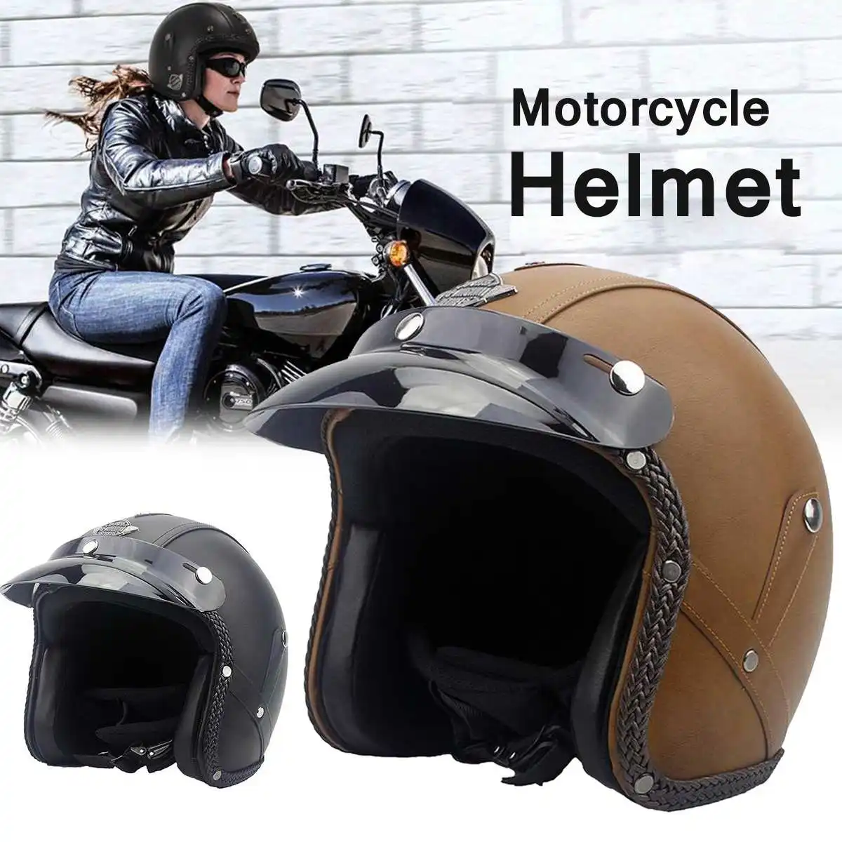 M/L/XL Leather Vintage Motorcycle Helmets 3/4 Open Face Motor Bike Helmets Flip Up Scooter Chopper Cruiser Casque Casco Moto
M/L/XL Leather Vintage Motorcycle Helmets 3/4 Open Face Motor Bike Helmets Flip Up Scooter Chopper Cruiser Casque Casco Moto