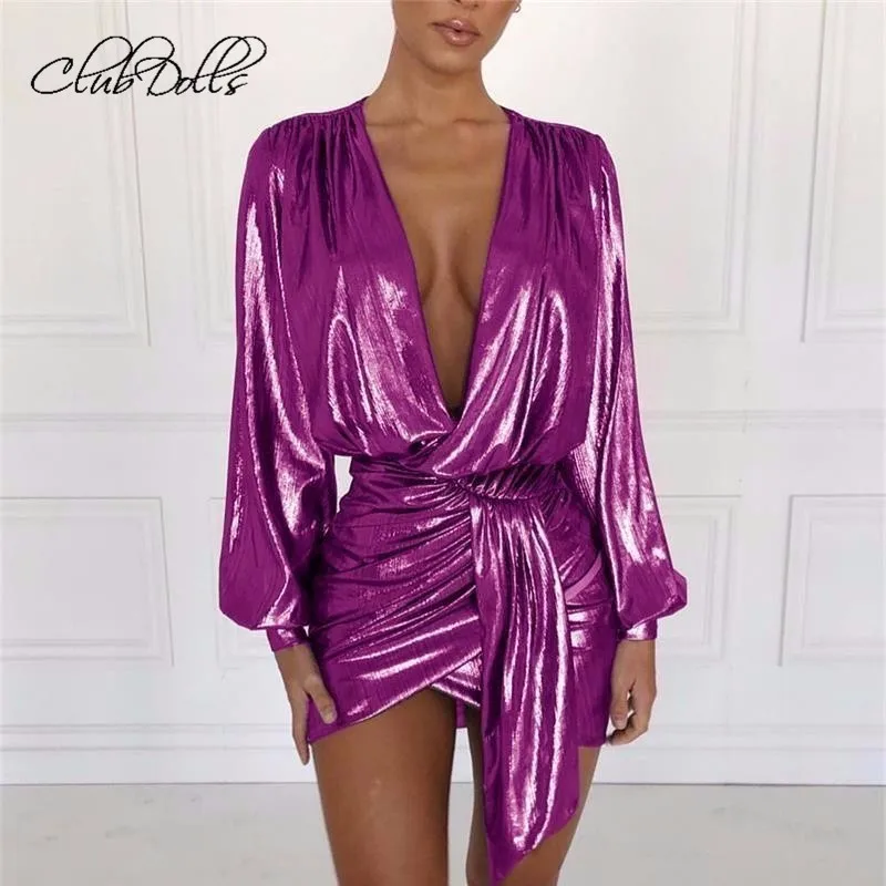 Knot Wrap Split Party Graduation Dresses Women Sexy Slim Bodycon Metal Reflective Dress Female V Neck Long Sleeve V Vestidos
Knot Wrap Split Party Graduation Dresses Women Sexy Slim Bodycon Metal Reflective Dress Female V Neck Long Sleeve V Vestidos