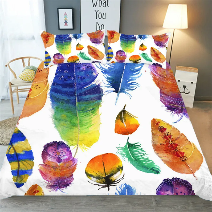 Bedding Set 3D Printed Duvet Cover Bed Set Colored Feather Bohemian Home Textiles for Adults Bedclothes with Pillowcase #YM10
Bedding Set 3D Printed Duvet Cover Bed Set Colored Feather Bohemian Home Textiles for Adults Bedclothes with Pillowcase #YM10