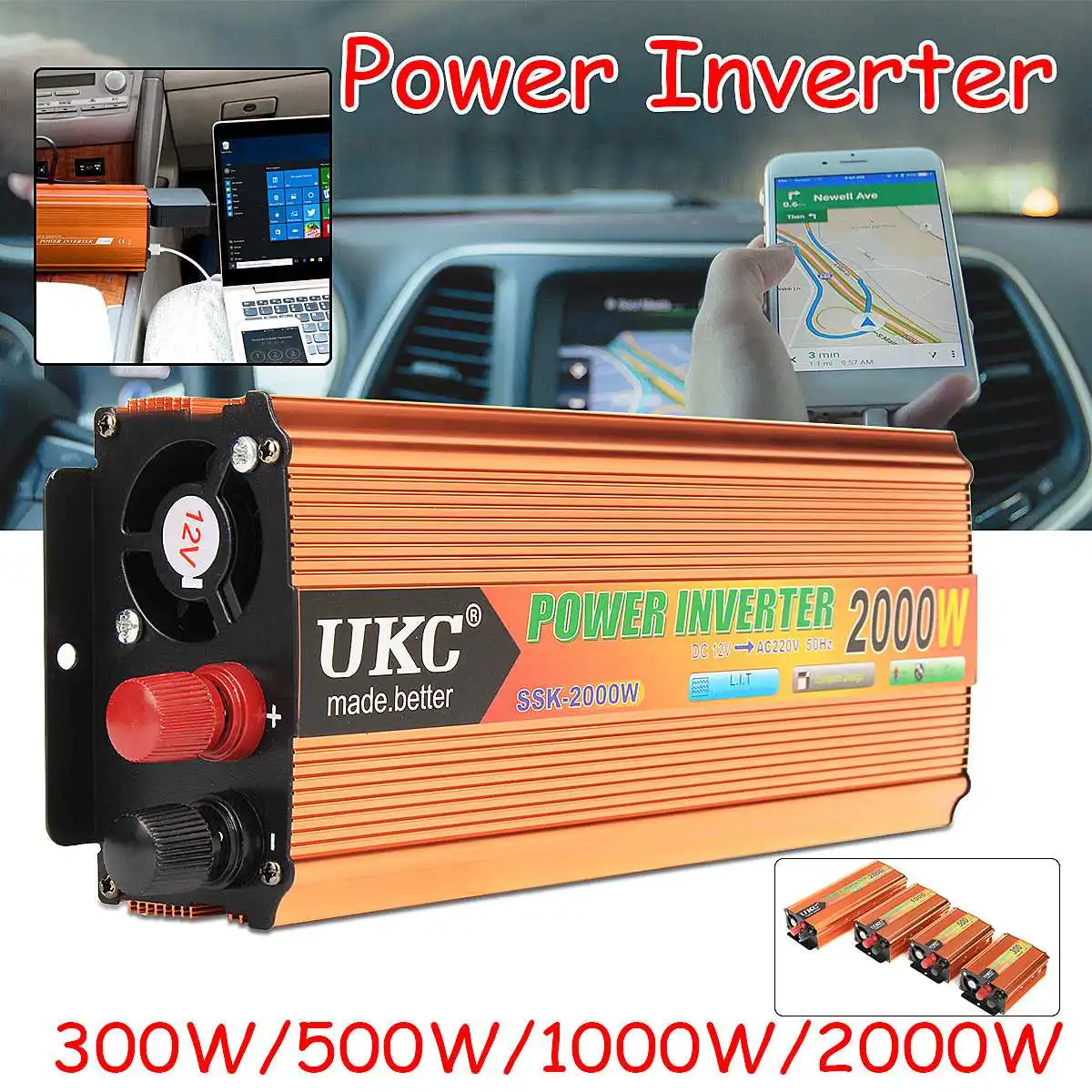 300/500/1000/2000W DC 12V to AC 220V Power Inverter LCD Display Solar Inverter Power Converter
300/500/1000/2000W DC 12V to AC 220V Power Inverter LCD Display Solar Inverter Power Converter