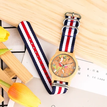 Top Gifts Color Printing Striped Dial Men Wood Bamboo Watch Unisex Luminous Hands Clock Female Unique Nylon Wrist Mens Watches
Top Gifts Color Printing Striped Dial Men Wood Bamboo Watch Unisex Luminous Hands Clock Female Unique Nylon Wrist Mens Watches