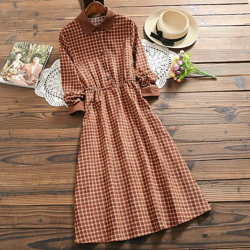 Spring Autumn Lady Vintage Vestidos Women Long-Sleeved Plaid Corduroy Dresses Female Casual Dress S-XL
Spring Autumn Lady Vintage Vestidos Women Long-Sleeved Plaid Corduroy Dresses Female Casual Dress S-XL