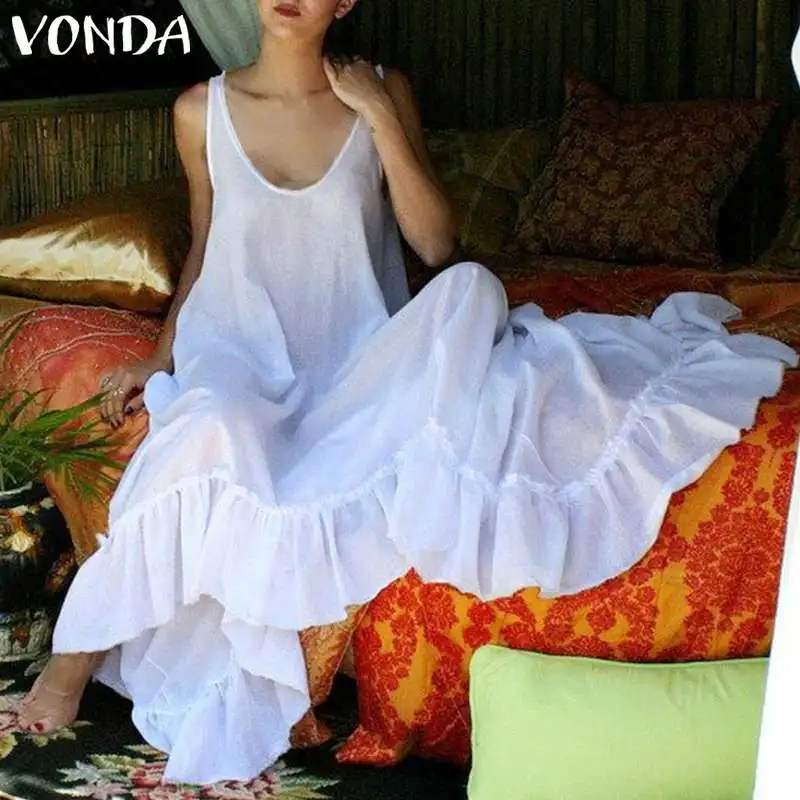 Women Dress 2019 VONDA Sexy V Neck Sleeveless Backless Maxi Long Party Dresses Casual Loose Big Swing Plus Size Vestidos Hot
Women Dress 2019 VONDA Sexy V Neck Sleeveless Backless Maxi Long Party Dresses Casual Loose Big Swing Plus Size Vestidos Hot