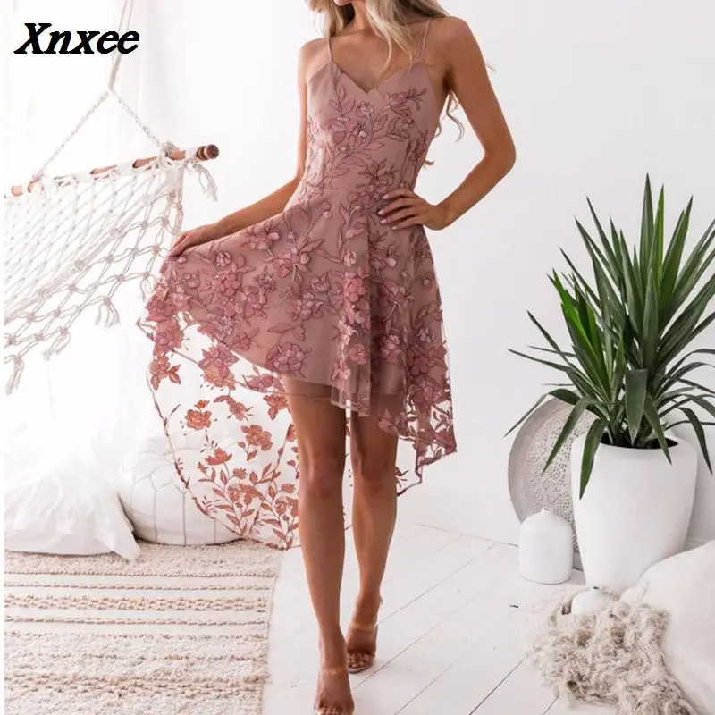 2018 Summer Elegant Women Dresses Sexy Lace Spliced Irregular Sleeveless V Neck Sling Party Dress Female Clothing Xnxee
2018 Summer Elegant Women Dresses Sexy Lace Spliced Irregular Sleeveless V Neck Sling Party Dress Female Clothing Xnxee
