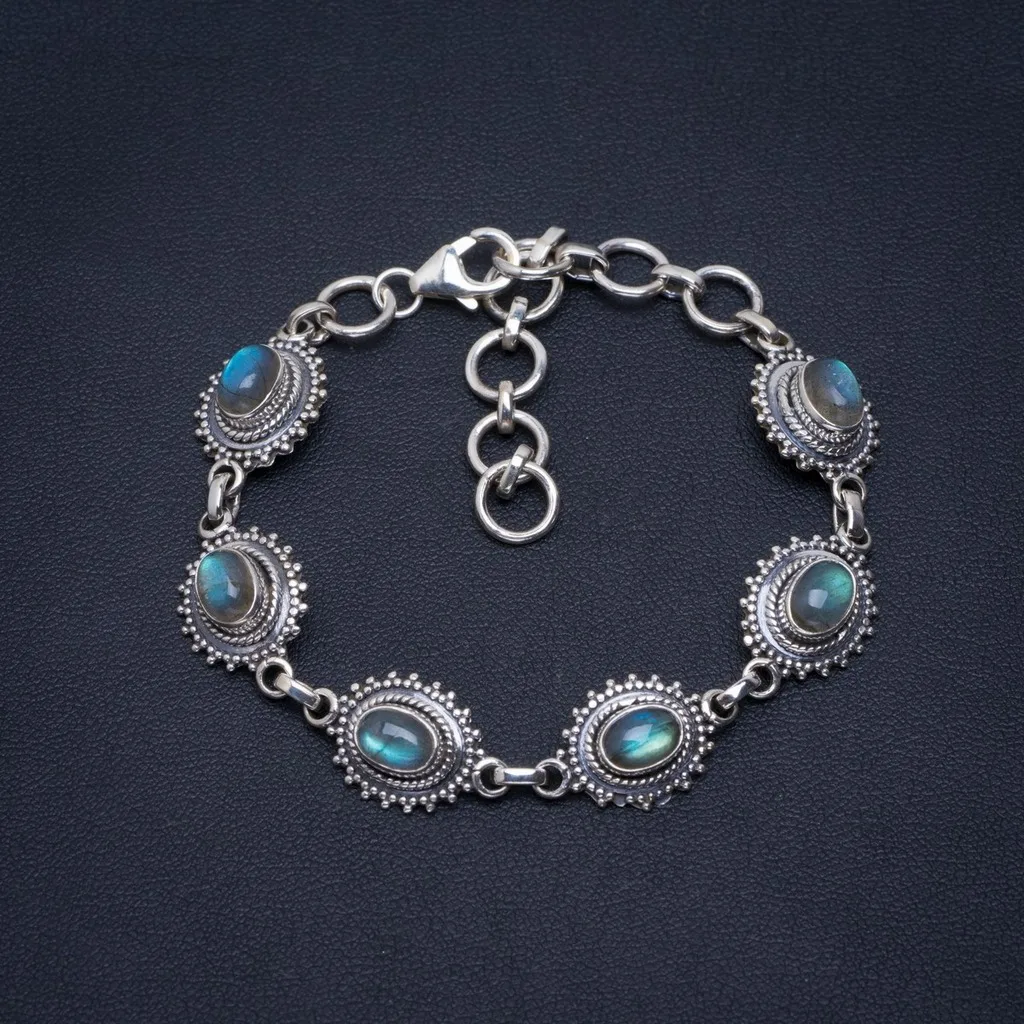 Natural Blue Fire Labradorite Handmade Unique 925 Sterling Silver Bracelet 5.5-7.75" A2862
Natural Blue Fire Labradorite Handmade Unique 925 Sterling Silver Bracelet 5.5-7.75" A2862