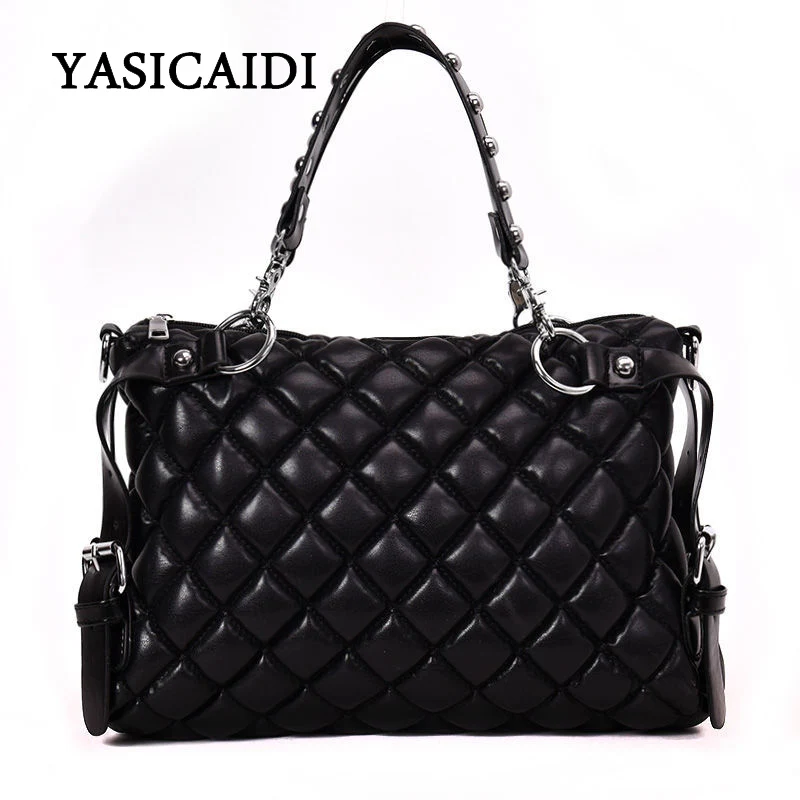 YASICAIDI High Quality PU Leather Women Handbags Large Rivet Women Shoulder Bags Plaid Messenger Bags Vintage Women Tote Bags
YASICAIDI High Quality PU Leather Women Handbags Large Rivet Women Shoulder Bags Plaid Messenger Bags Vintage Women Tote Bags