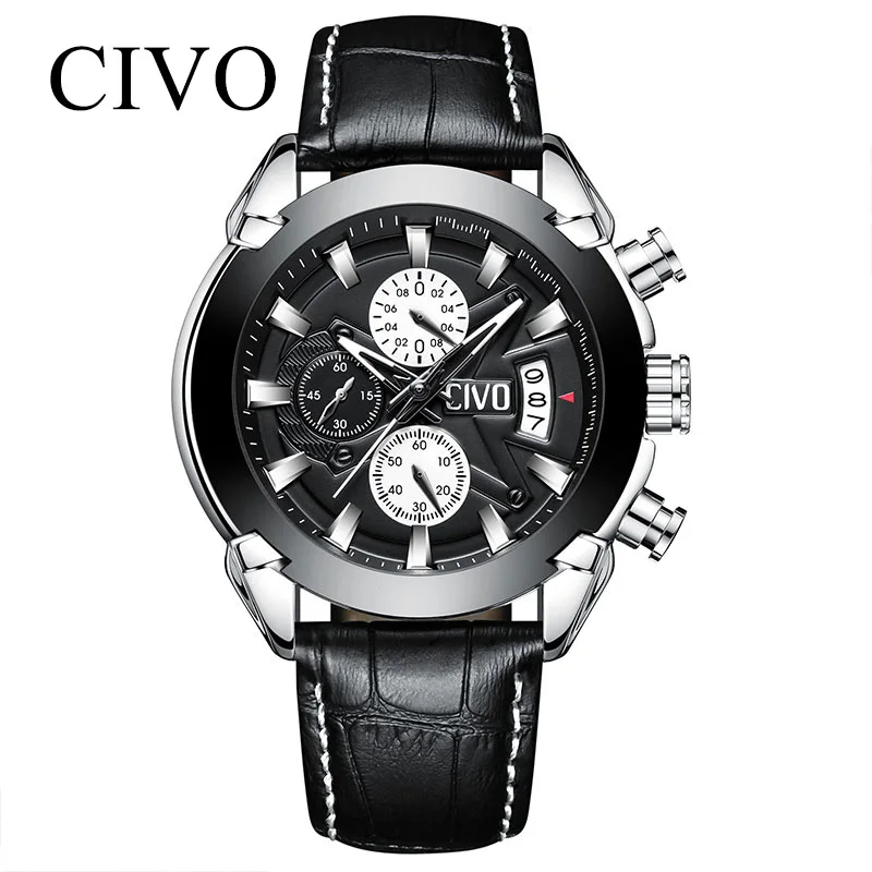 CIVO Mens Watches Reloj Hombre Waterproof Chronograph Calendar Analogue Quartz Wrist Watch Genuine Leather Watch For Men Clock
CIVO Mens Watches Reloj Hombre Waterproof Chronograph Calendar Analogue Quartz Wrist Watch Genuine Leather Watch For Men Clock
