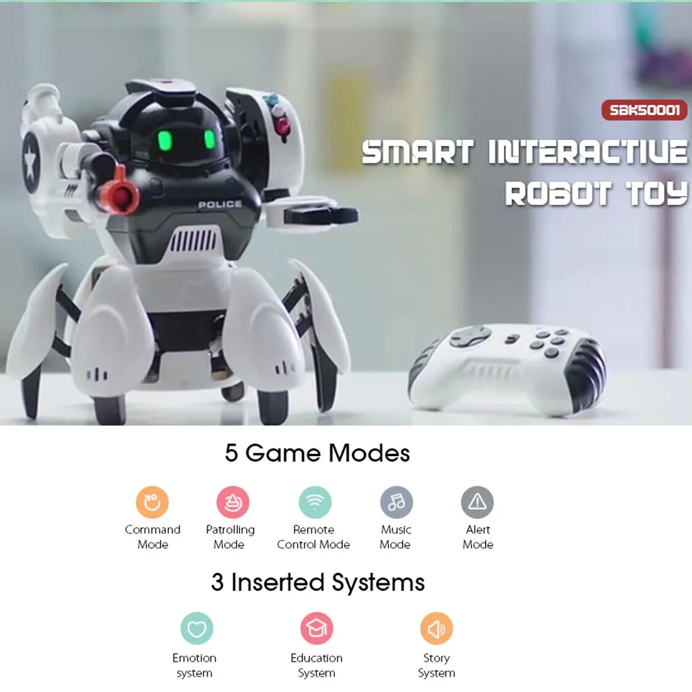 JJRC Smart Robot Gesture Remote Control Electric Toy Doll English Version Patrol Obstacle Avoidance Singing Dancing RC Robots
JJRC Smart Robot Gesture Remote Control Electric Toy Doll English Version Patrol Obstacle Avoidance Singing Dancing RC Robots