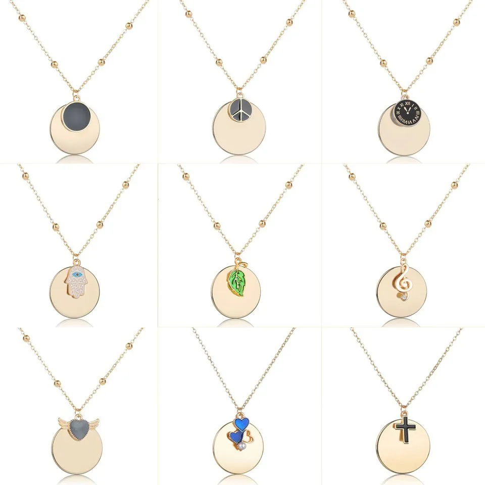 Women Trendy Pendants And Necklace Leaf Clock Cross Fashion Elements on Round Necklace Jewelry Female Handmade Wedding Necklace
Women Trendy Pendants And Necklace Leaf Clock Cross Fashion Elements on Round Necklace Jewelry Female Handmade Wedding Necklace