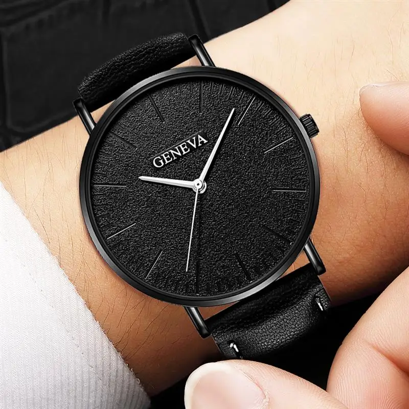 2018 GENEVA Watch Fashion Men's Leather Band Stainless Steel Quartz Wristwatch Luxury Minimalist Slim Black Watches Hot Sale
2018 GENEVA Watch Fashion Men's Leather Band Stainless Steel Quartz Wristwatch Luxury Minimalist Slim Black Watches Hot Sale