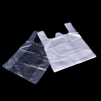 

40Pcs/set Plastic T-Shirt Retail Shopping Supermarket Bags Handles Packaging 15*23cm New