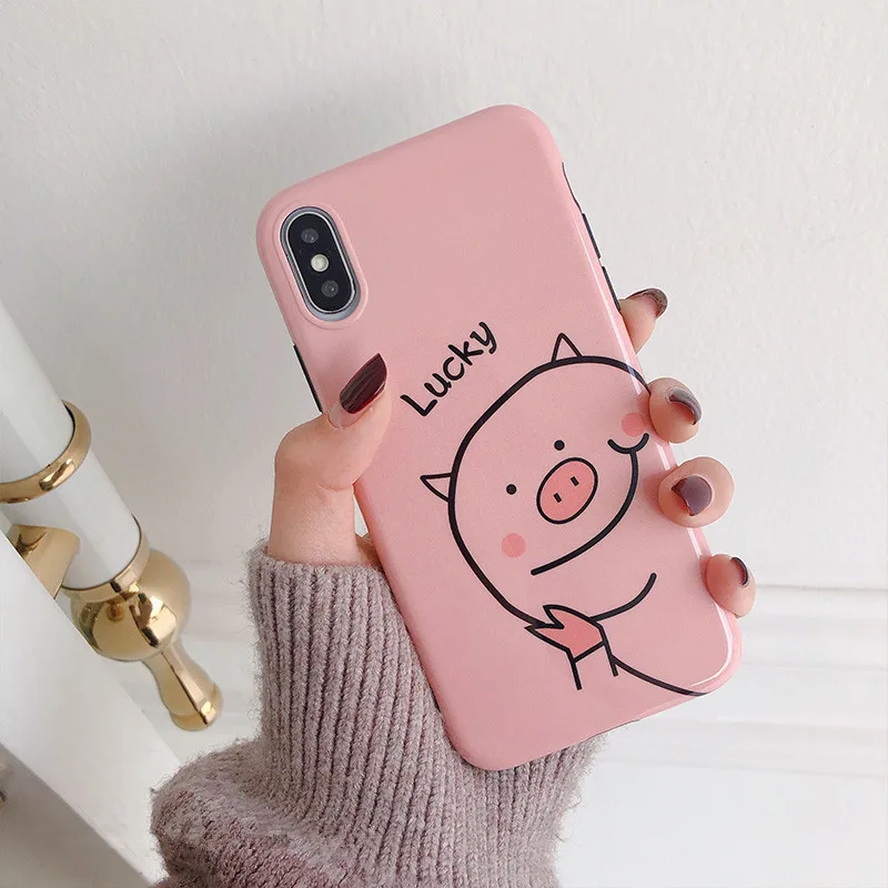 

XINDIMAN Lucky Pig silicone case for iphone 6 case 6s 6plus phone shell for iphone7 backcover for IphoneX XSMAX XR 7plus 8 8plus