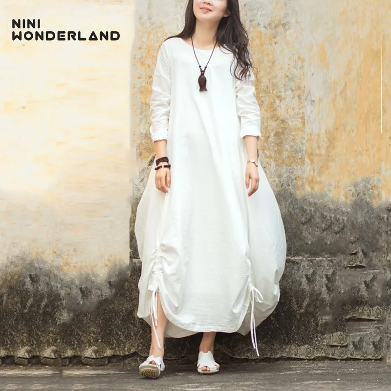 NINI WONDERLNAD 2019 Spring Cotton Linen Bud Dress Women Solid Asymmetrical Dress Autumn Loose Long Dresses Large Size White Red
NINI WONDERLNAD 2019 Spring Cotton Linen Bud Dress Women Solid Asymmetrical Dress Autumn Loose Long Dresses Large Size White Red
