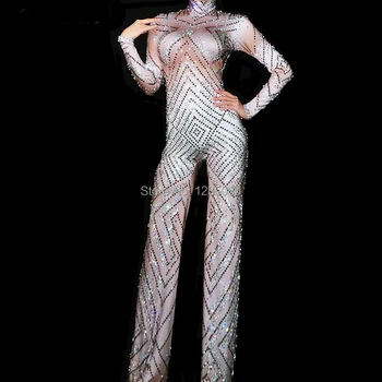 Full Diamond Female Jumpsuit Bling Rhinestones flared trousers Bell-bottoms Pants Nightclub DJ singer Costume Star Party Costume
Full Diamond Female Jumpsuit Bling Rhinestones flared trousers Bell-bottoms Pants Nightclub DJ singer Costume Star Party Costume