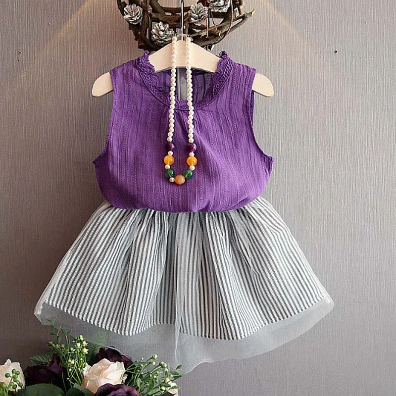 Summer Girl 2 Pieces Set Sleeveless Vest Shirt Top Striped Net Skirt Kids Clothes YJS Dropship
Summer Girl 2 Pieces Set Sleeveless Vest Shirt Top Striped Net Skirt Kids Clothes YJS Dropship