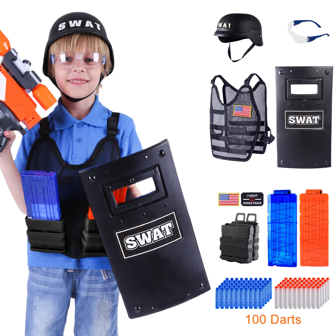 Age 6+ US Boys Adjustable Tactical Equipment Military Costume Fluorescence Soft Bullet Kit For Nerf N-strike Elite/CS Battle
Age 6+ US Boys Adjustable Tactical Equipment Military Costume Fluorescence Soft Bullet Kit For Nerf N-strike Elite/CS Battle