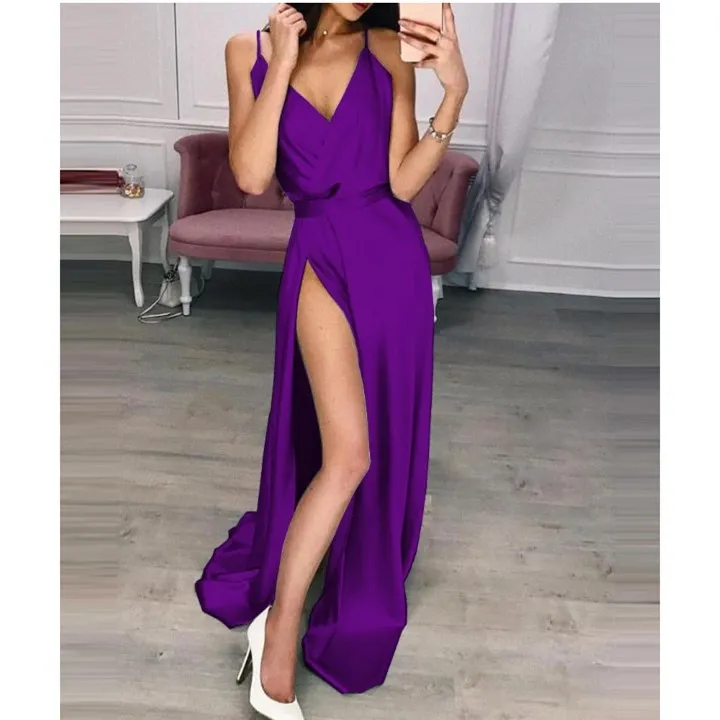 2019 Summer V-neck Spaghetti Strap Maxi Dress Women Sexy Sleeveless Split Empire Party Dresses Female A-line Dress
2019 Summer V-neck Spaghetti Strap Maxi Dress Women Sexy Sleeveless Split Empire Party Dresses Female A-line Dress