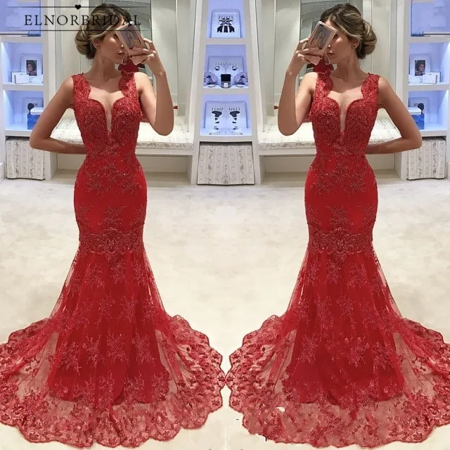 Arabic Red Mermaid Evening Dresses 2019 Robe De Soiree Cap Sleeve Abendkleider Formal Women Dress Lace Tulle Party Gowns
Arabic Red Mermaid Evening Dresses 2019 Robe De Soiree Cap Sleeve Abendkleider Formal Women Dress Lace Tulle Party Gowns
