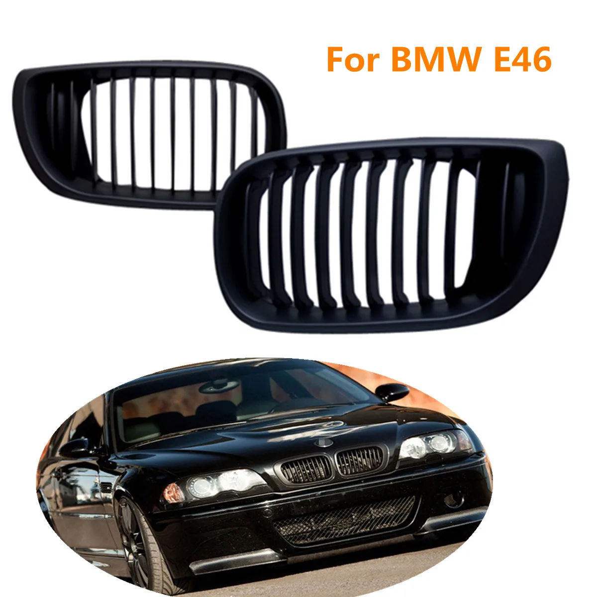 2pcs Matt Black Front Left & Right Kidney Grille Grill for BMW E46 Touring 4 Door Sedan 2002-2005
2pcs Matt Black Front Left & Right Kidney Grille Grill for BMW E46 Touring 4 Door Sedan 2002-2005