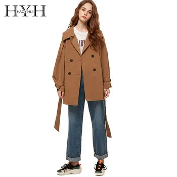 HYH HAOYIHUI 2019 Spring New Woman Classic Double Breasted Belt Simple Trench Coat Waterproof 
HYH HAOYIHUI 2019 Spring New Woman Classic Double Breasted Belt Simple Trench Coat Waterproof