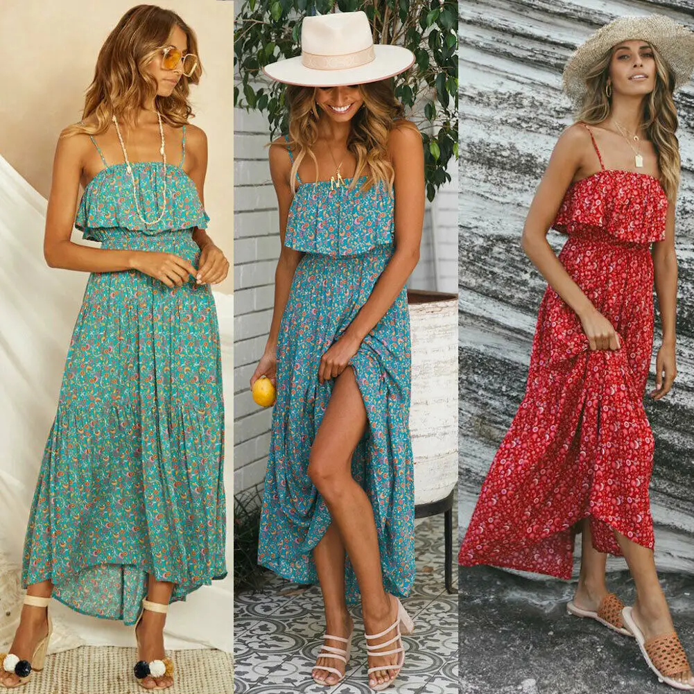 Women's Summer Boho Floral Sleeveless Long Maxi Dress Party Beach Sundress Print Holiday Dresses
Women's Summer Boho Floral Sleeveless Long Maxi Dress Party Beach Sundress Print Holiday Dresses