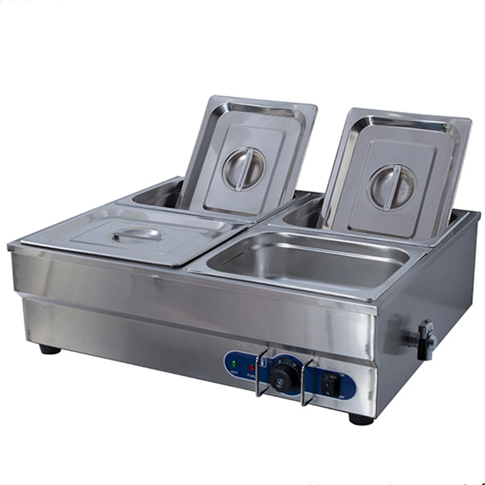 

Buffet Food Warmer Container Bain Marie Electric Commercial Insulation Deep Soup Stove With 4 Pan Warmer Soup Pool For Restauran